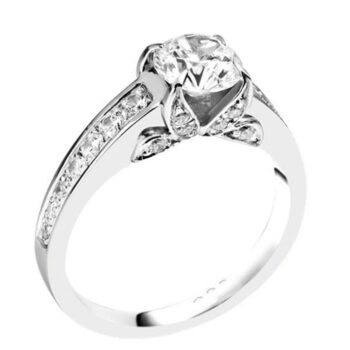 Λευκόχρυσο μονόπετρο δαχτυλίδι με διαμάντια - Voukourestiou 35